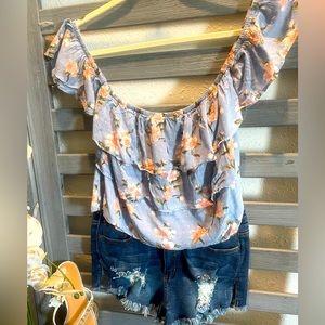 American Eagle Off The Shoulder  Blouse Crop Top Size XS